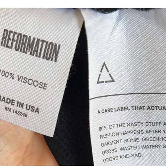 Reformation Charlene Wrap Midi Ruffle Dress Black - Picture 11 of 11